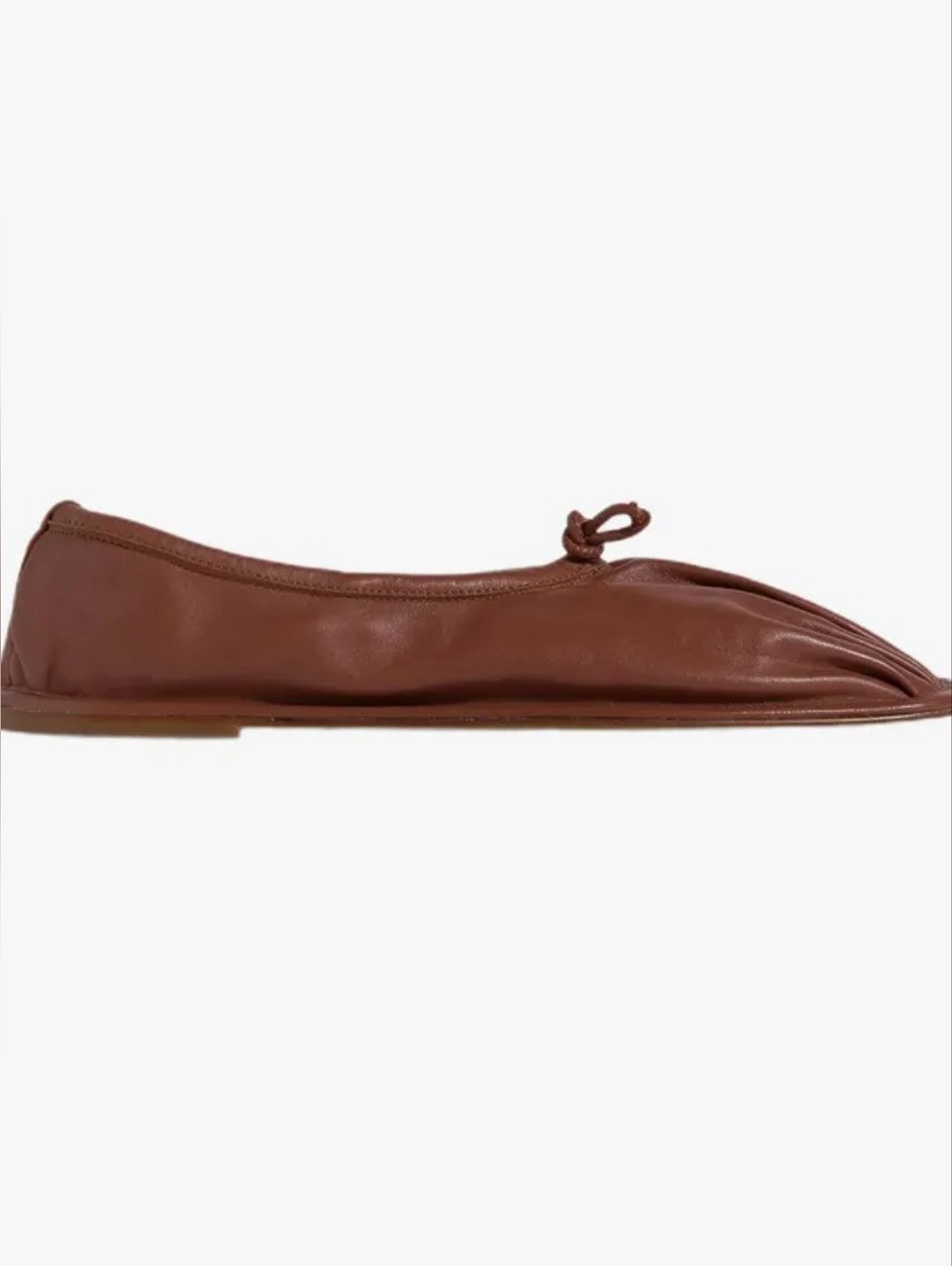 Hereu Puntera Pleat-Toe Leather Ballet Flats Chestnut Brown Size 35 / Us 5